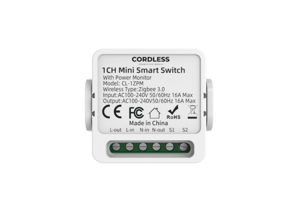 مفاتيح CL-1ZPM Zigbee الذكية الصغيرة المزودة بمفتاح ذكي صغير مع شاشة مراقبة الطاقة – أبيض